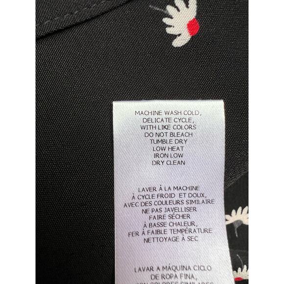 Thakoon Medium Black Daisy Print Short Sleeved Crop Button Down Collard Top NEW! - Picture 6 of 6